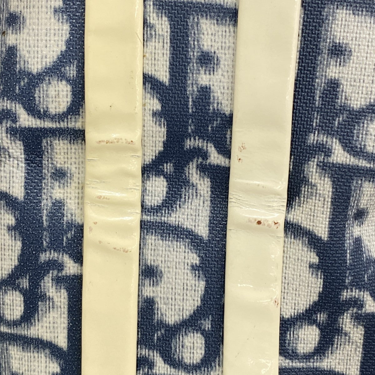 【6fe6458】クリスチャンディオール ハンドバッグ トロッター PVC ネイビー ホワイト シルバー金具【中古】レディース