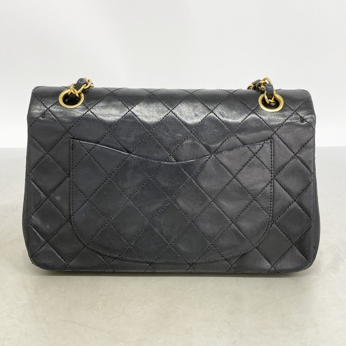 【6fe6469】シャネル ショルダーバッグ マトラッセ Wフラップ Wチェーン ラムスキン ブラック ゴールド金具【中古】レディース