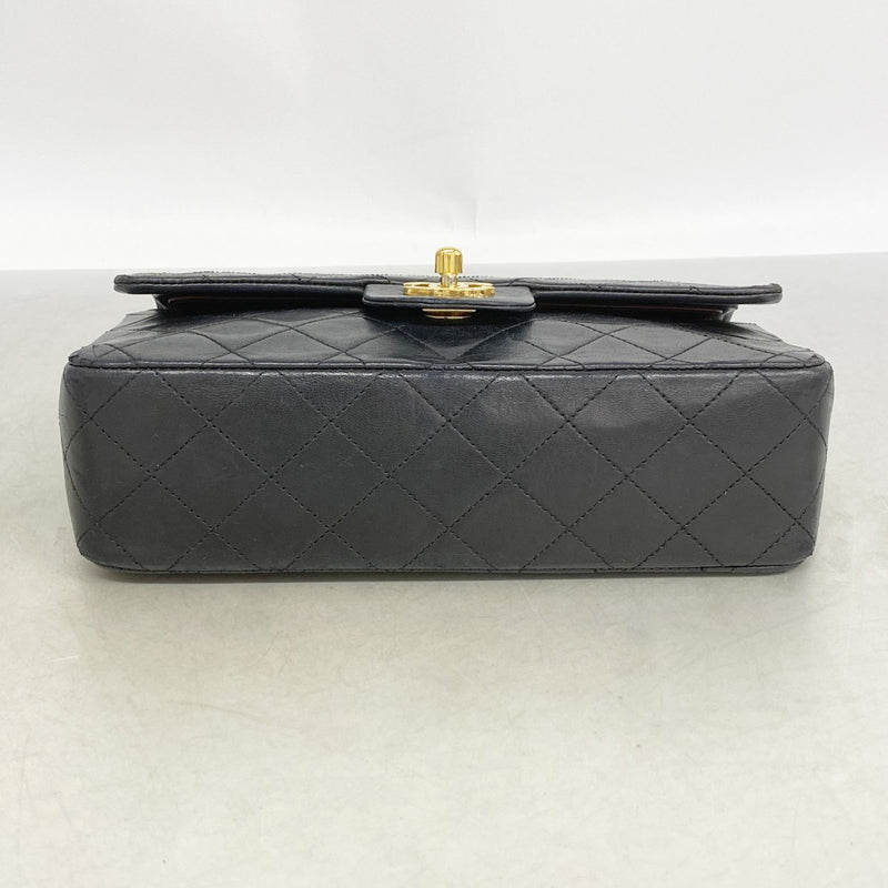 【6fe6469】シャネル ショルダーバッグ マトラッセ Wフラップ Wチェーン ラムスキン ブラック ゴールド金具【中古】レディース