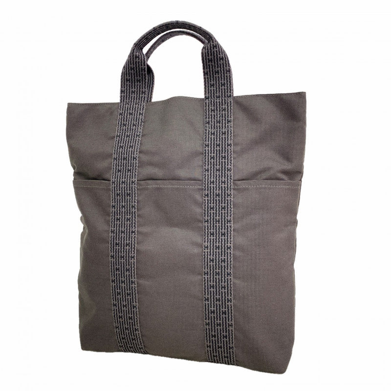 【6fe6489】エルメス トートバッグ エールラインカバス キャンバス グレー シルバー金具【中古】メンズ レディース ユニセックス