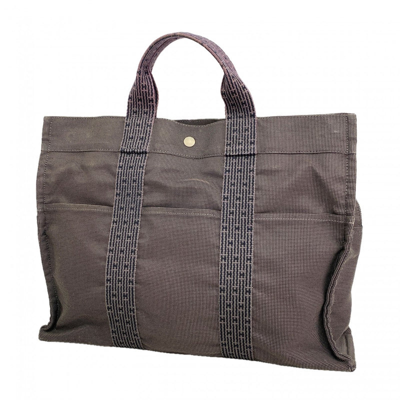【6fe6490】エルメス トートバッグ エールラインMM キャンバス グレー シルバー金具【中古】メンズ レディース ユニセックス