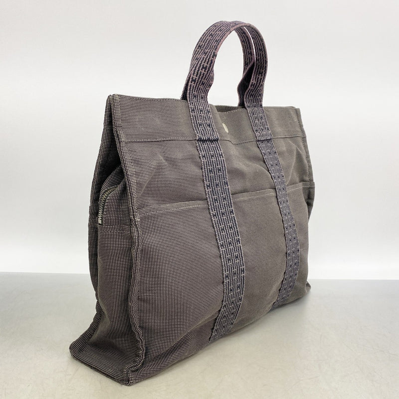 【6fe6490】エルメス トートバッグ エールラインMM キャンバス グレー シルバー金具【中古】メンズ レディース ユニセックス