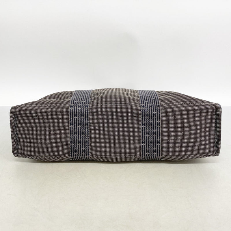 【6fe6490】エルメス トートバッグ エールラインMM キャンバス グレー シルバー金具【中古】メンズ レディース ユニセックス