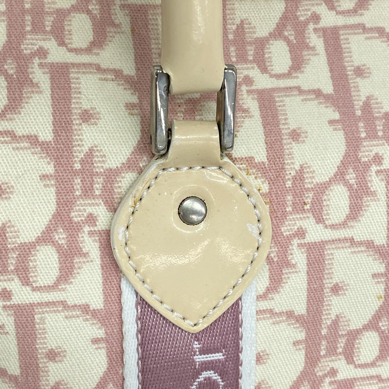 【6fe6494】クリスチャンディオール ハンドバッグ トロッター PVC ピンク シルバー金具【中古】レディース
