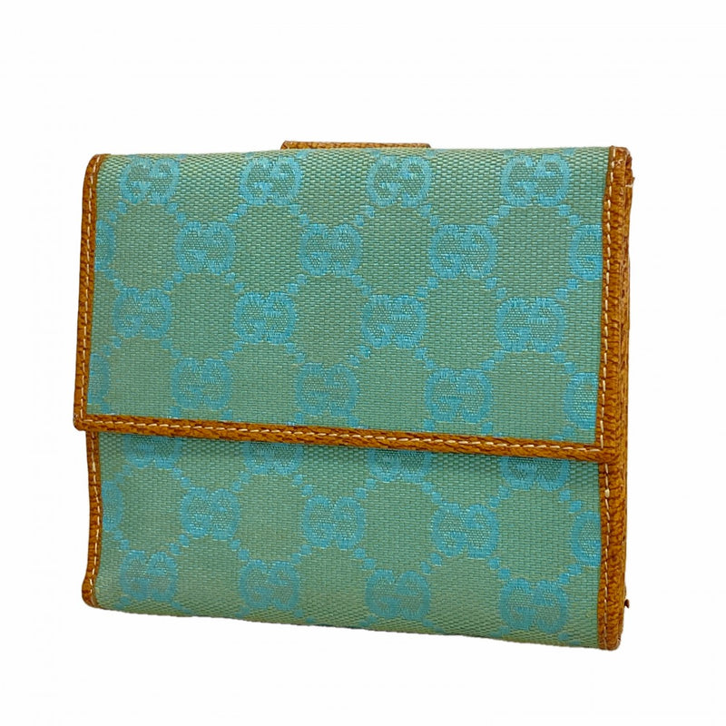【6fe6502】グッチ 財布 GGキャンバス 115094 キャンバス ライトブルー シルバー金具【中古】レディース