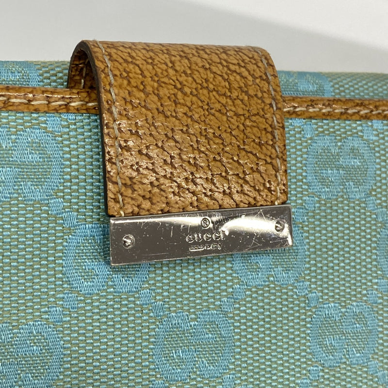【6fe6502】グッチ 財布 GGキャンバス 115094 キャンバス ライトブルー シルバー金具【中古】レディース