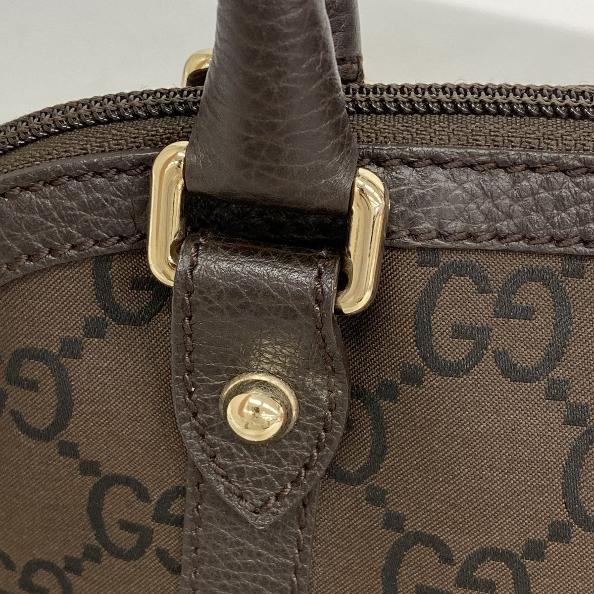 【6fe6531】グッチ ハンドバッグ GGナイロン 253341 ナイロン ブラウン シャンパンゴールド金具【中古】レディース