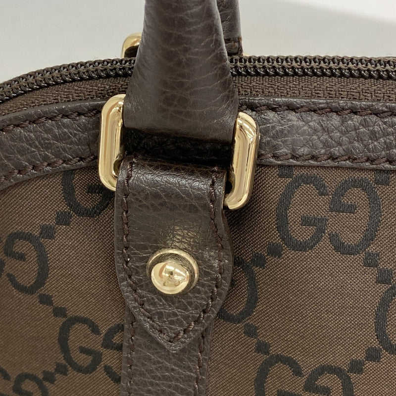 【6fe6531】グッチ ハンドバッグ GGナイロン 253341 ナイロン ブラウン シャンパンゴールド金具【中古】レディース
