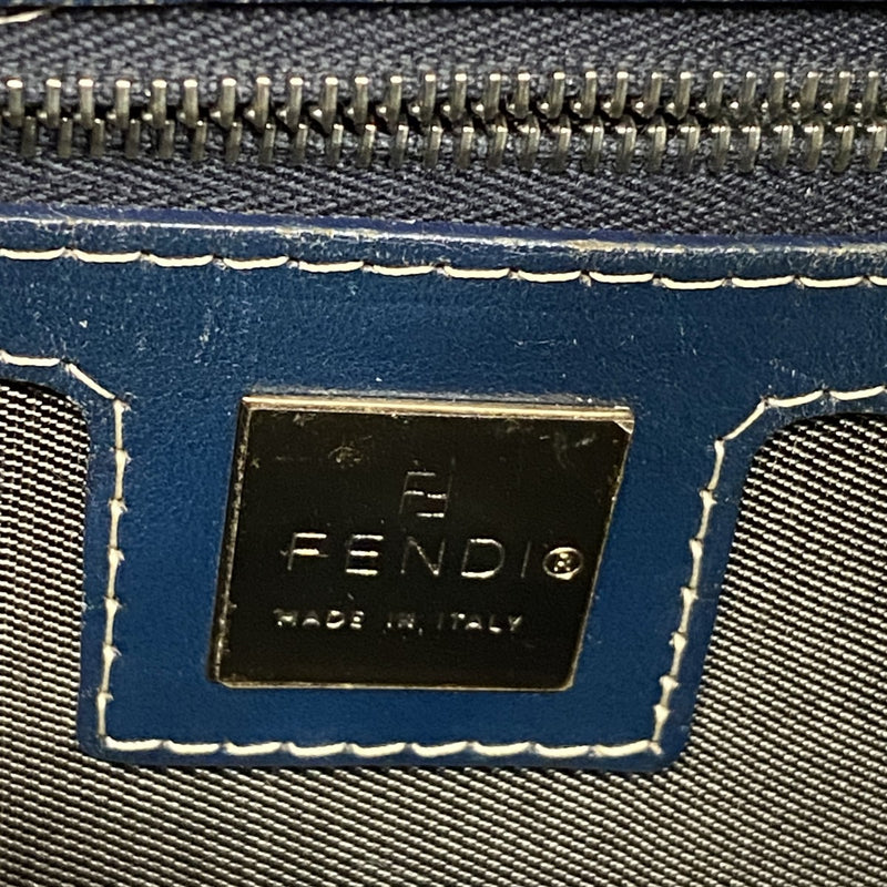 【6fe6547】フェンディ ハンドバッグ キャンバス ネイビー シルバー金具【中古】レディース