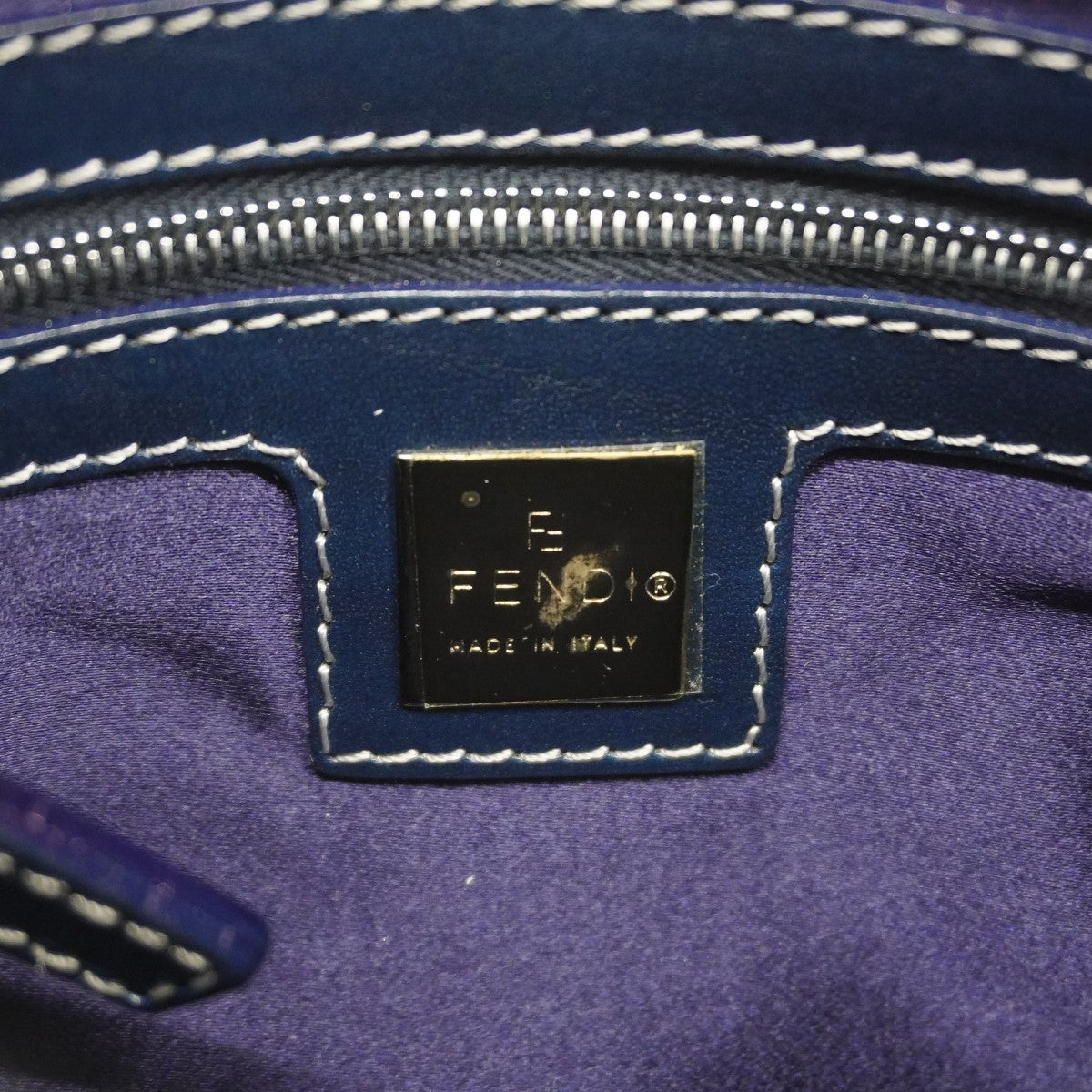 【6fe6548】フェンディ ハンドバッグ ナイロンキャンバス ネイビー シルバー金具【中古】レディース
