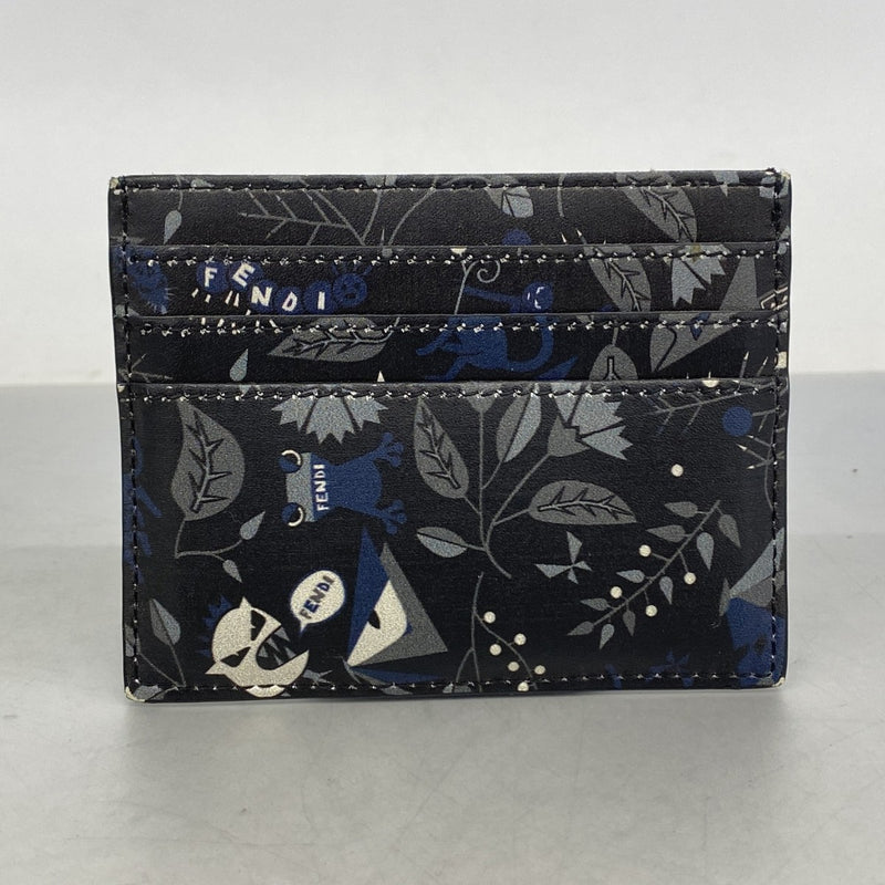 【6fe6562】フェンディ カードケース モンスター レザー ブラック シルバー金具【中古】メンズ レディース ユニセックス