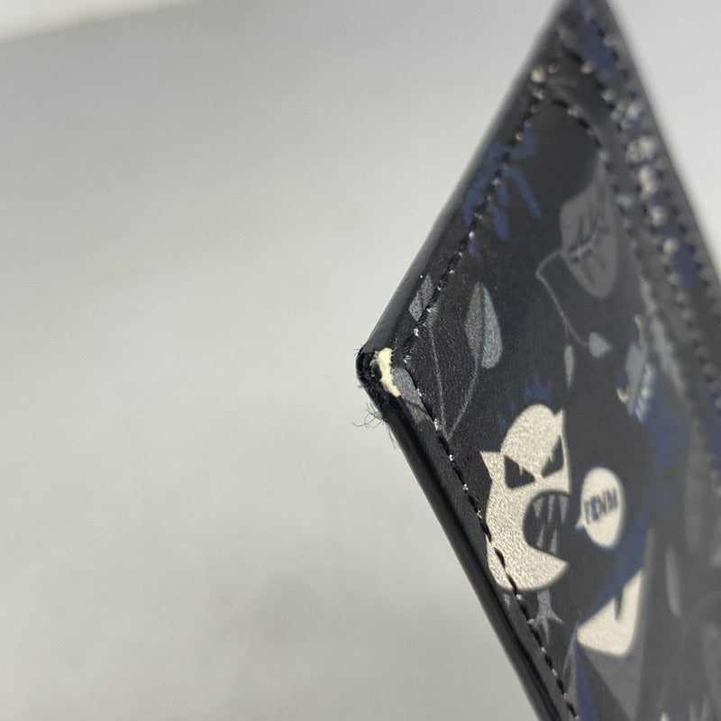 【6fe6562】フェンディ カードケース モンスター レザー ブラック シルバー金具【中古】メンズ レディース ユニセックス
