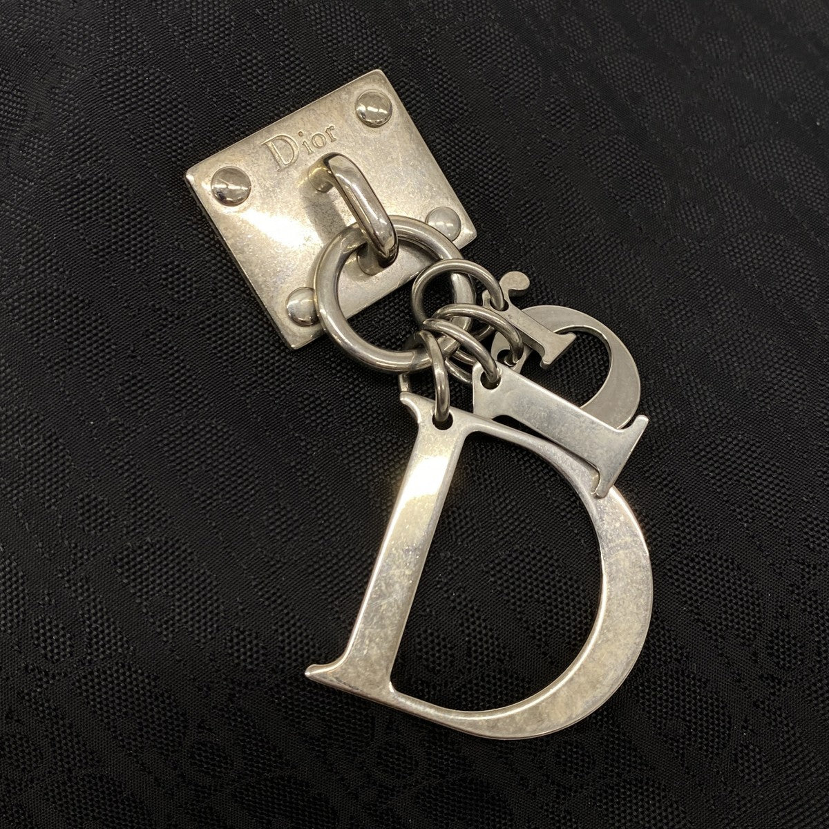 【6fe6564】クリスチャンディオール ショルダーバッグ トロッター ナイロン ブラック シルバー金具【中古】レディース