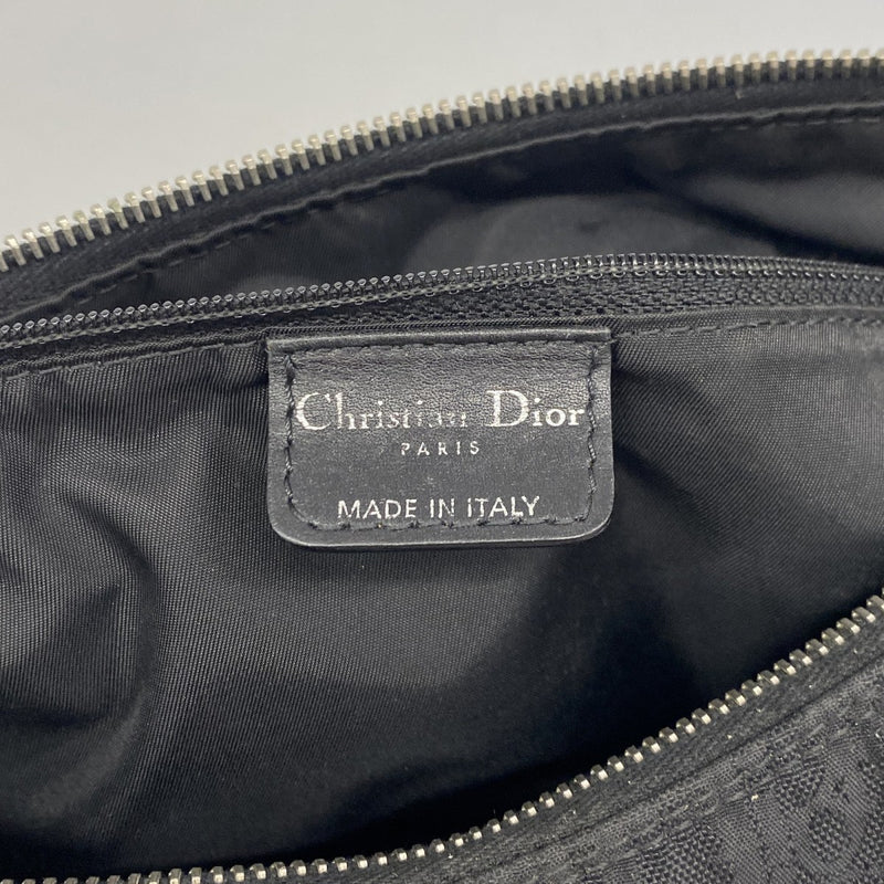 【6fe6564】クリスチャンディオール ショルダーバッグ トロッター ナイロン ブラック シルバー金具【中古】レディース