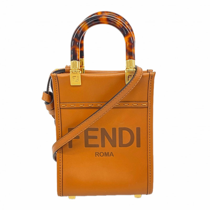 【6fe6565】フェンディ ハンドバッグ レザー ブラウン ゴールド金具 2wayバッグ【中古】レディース