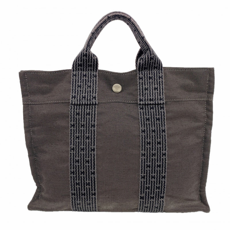 【6fe6583】エルメス ハンドバッグ エールラインPM キャンバス グレー シルバー金具【中古】レディース