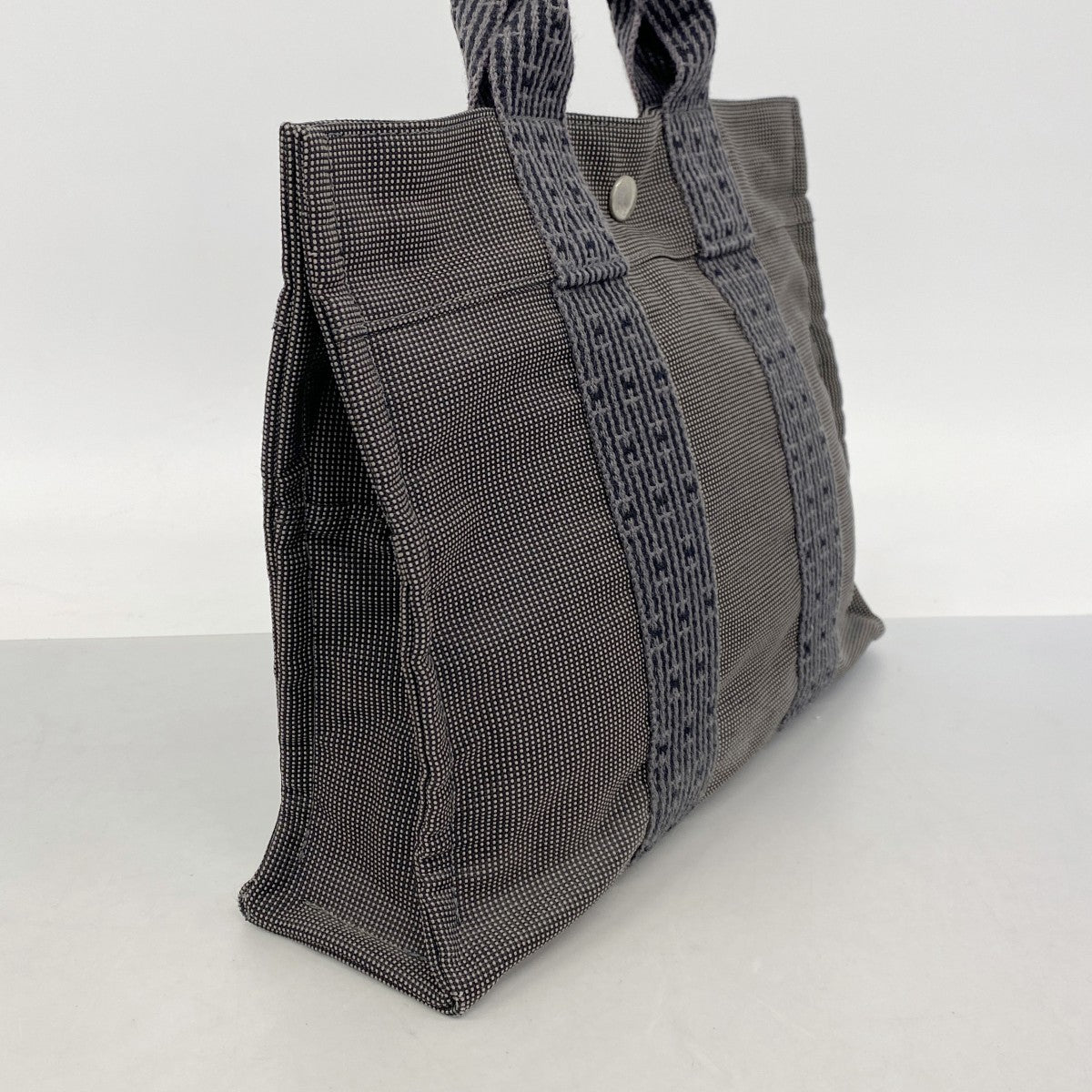 【6fe6583】エルメス ハンドバッグ エールラインPM キャンバス グレー シルバー金具【中古】レディース