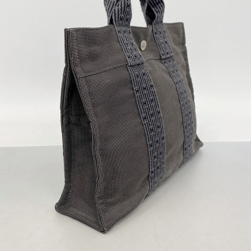 【6fe6583】エルメス ハンドバッグ エールラインPM キャンバス グレー シルバー金具【中古】レディース