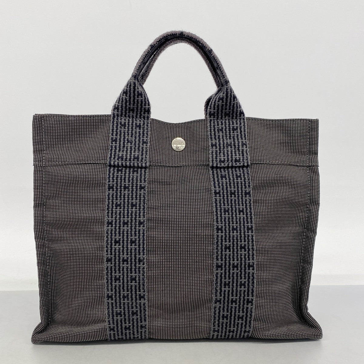 【6fe6583】エルメス ハンドバッグ エールラインPM キャンバス グレー シルバー金具【中古】レディース