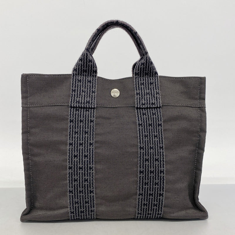 【6fe6583】エルメス ハンドバッグ エールラインPM キャンバス グレー シルバー金具【中古】レディース