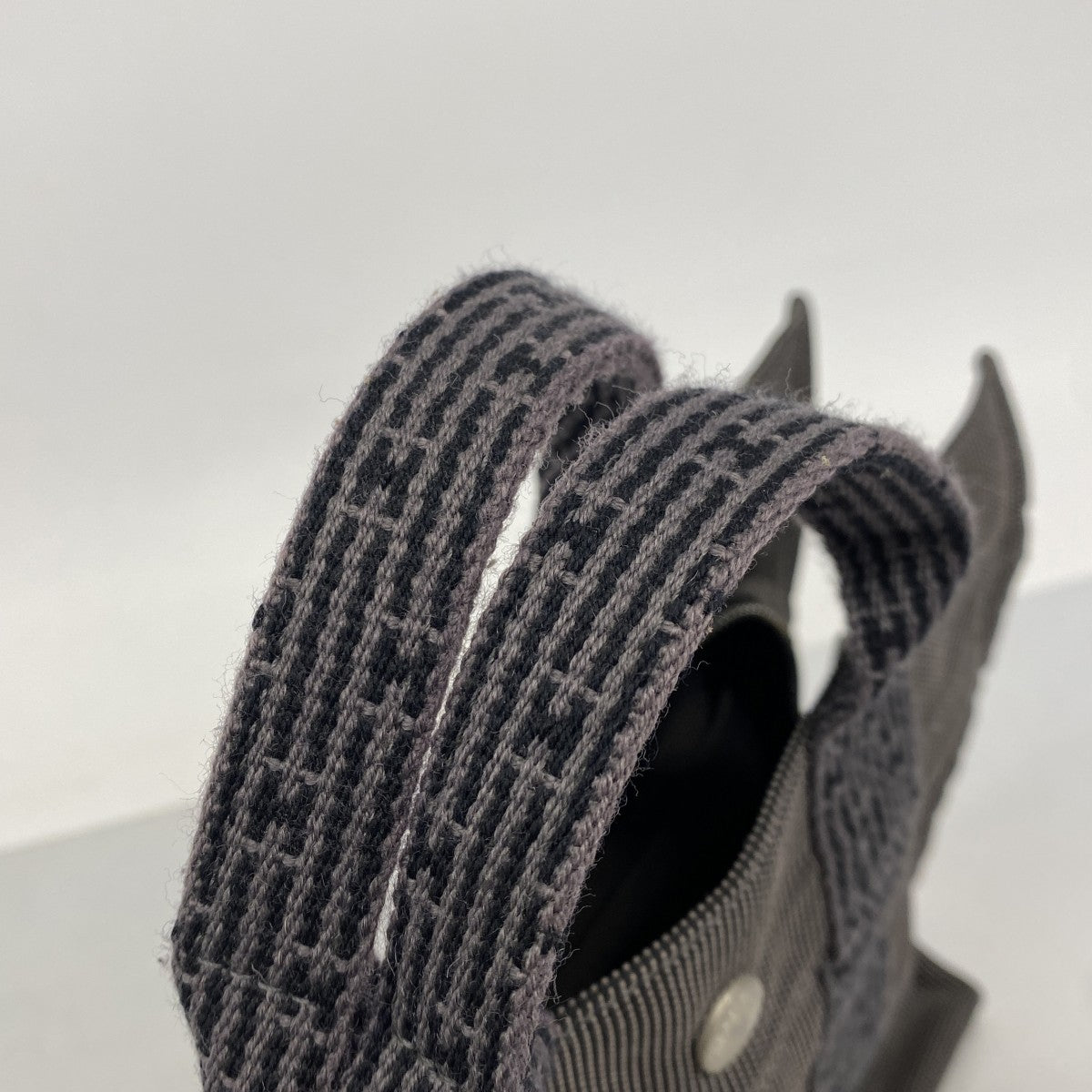【6fe6583】エルメス ハンドバッグ エールラインPM キャンバス グレー シルバー金具【中古】レディース