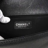 【6fe6586】シャネル ショルダーバッグ ボーイシャネル チェーンショルダー キャビアスキン ブラック シルバー金具【中古】レディース