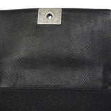 【6fe6586】シャネル ショルダーバッグ ボーイシャネル チェーンショルダー キャビアスキン ブラック シルバー金具【中古】レディース