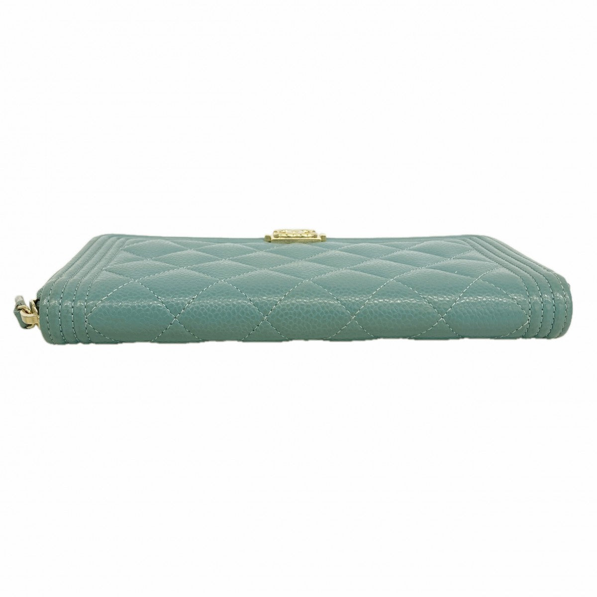 【6fe6602】シャネル 長財布 ボーイシャネル キャビアスキン ブルー ゴールド金具【中古】レディース