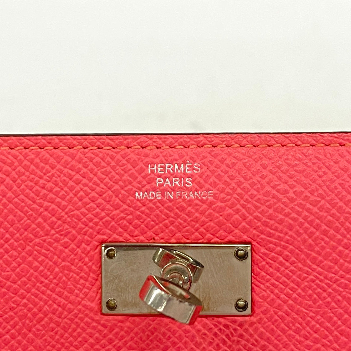 【6fe6603】エルメス 長財布 ケリーウォレット ヴォーエプソン ローズアザレ シルバー金具 D刻印【中古】レディース