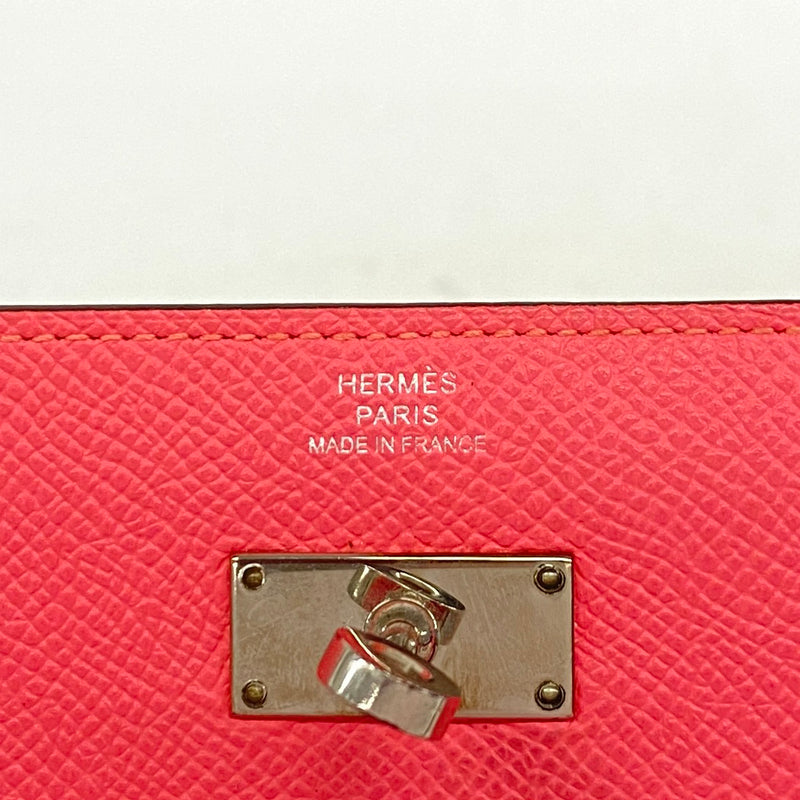 【6fe6603】エルメス 長財布 ケリーウォレット ヴォーエプソン ローズアザレ シルバー金具 D刻印【中古】レディース