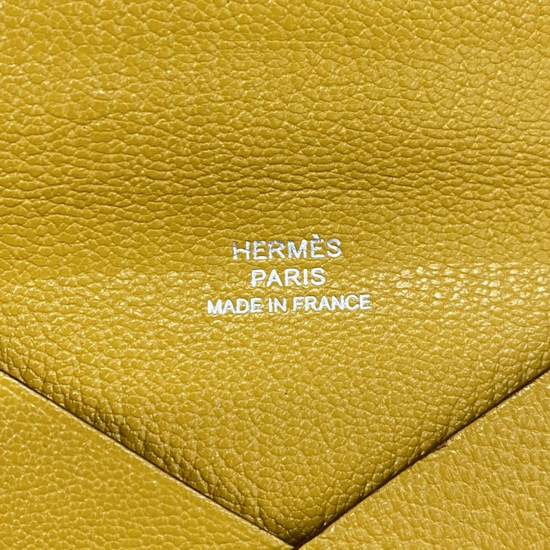 【6fe6604】エルメス コインケース カルヴィ シェブルミゾル ジョーヌアンブル シルバー金具 C刻印【中古】メンズ レディース ユニセックス