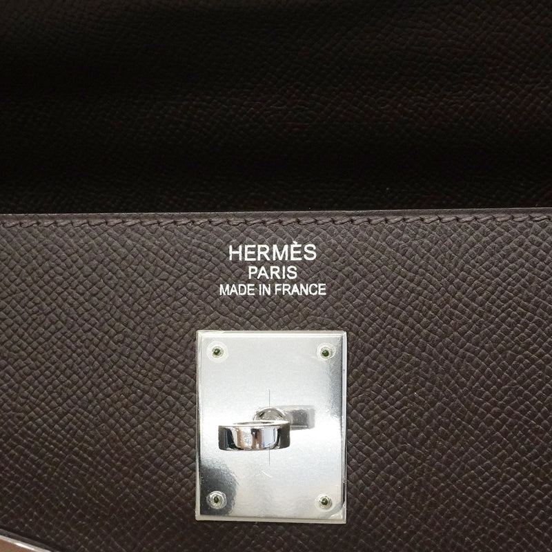 【6fe6619】エルメス ハンドバッグ ケリー35 ヴォーエプソン エコルセ シルバー金具 □N刻印 2wayバッグ【中古】レディース