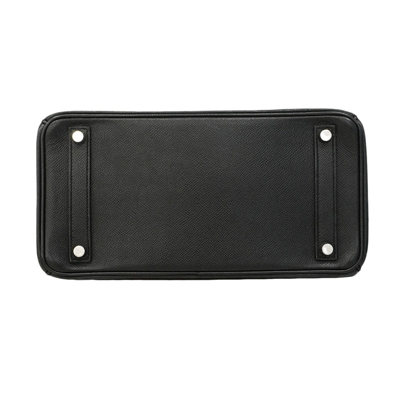 【6fe6621】エルメス ハンドバッグ オータクロア28 ヴォーエプソン ブラック シルバー金具 □J刻印【中古】レディース