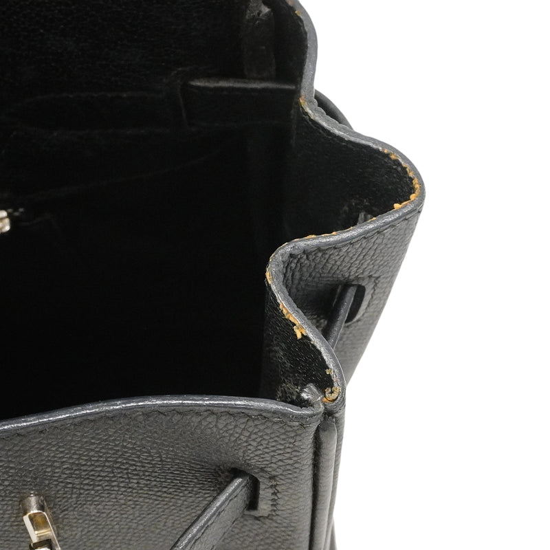 【6fe6621】エルメス ハンドバッグ オータクロア28 ヴォーエプソン ブラック シルバー金具 □J刻印【中古】レディース