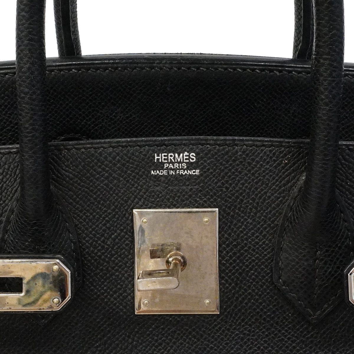 【6fe6621】エルメス ハンドバッグ オータクロア28 ヴォーエプソン ブラック シルバー金具 □J刻印【中古】レディース