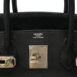 【6fe6621】エルメス ハンドバッグ オータクロア28 ヴォーエプソン ブラック シルバー金具 □J刻印【中古】レディース