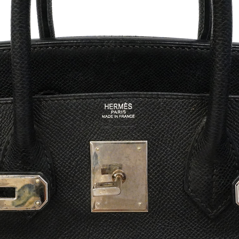 【6fe6621】エルメス ハンドバッグ オータクロア28 ヴォーエプソン ブラック シルバー金具 □J刻印【中古】レディース