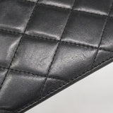 【6fe6693】シャネル 長財布 カンボン ラムスキン ブラック ホワイト シルバー金具【中古】レディース