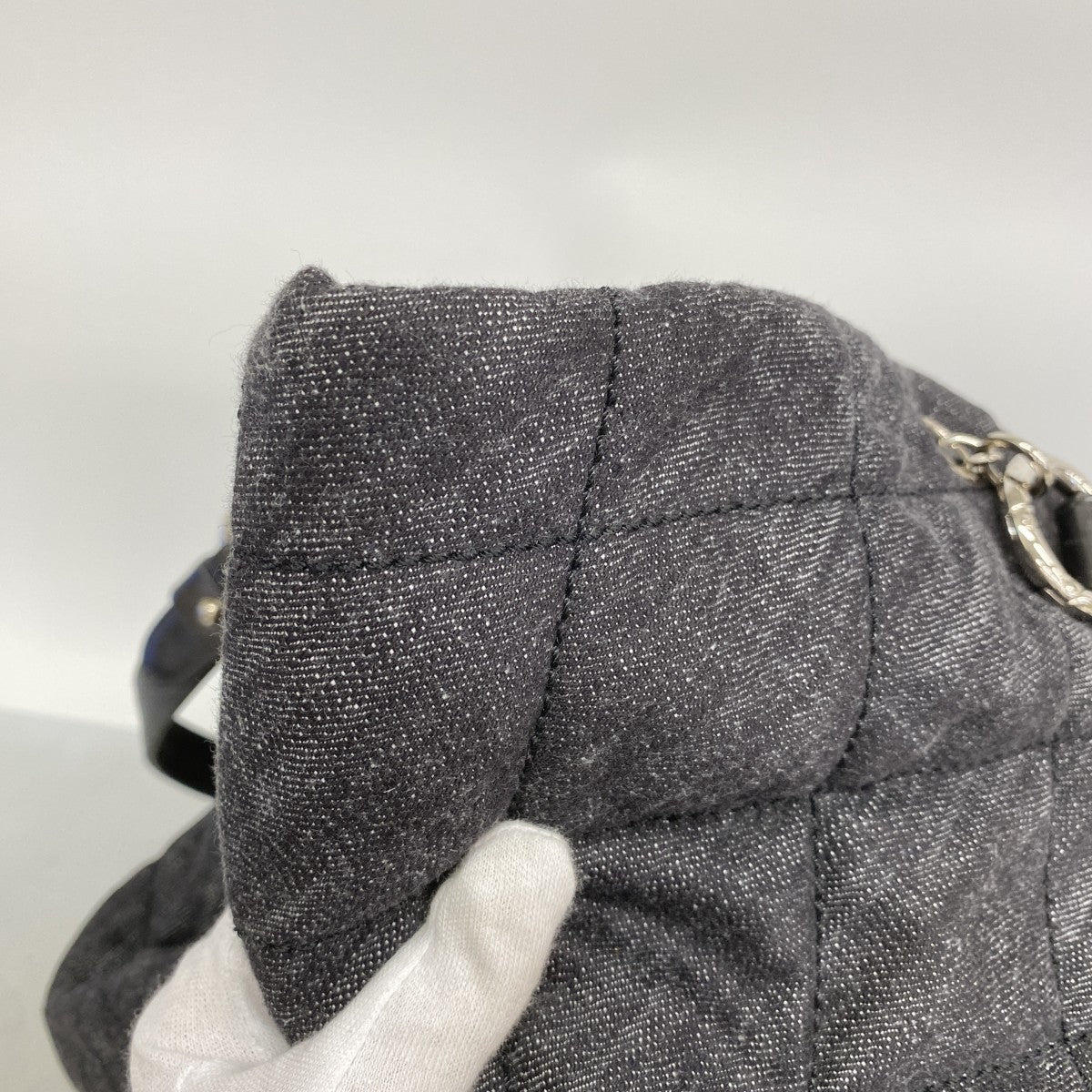 【6fe6697-k】シャネル チェーントート ココカバスGM デニム ブラック シルバー金具【中古】レディース
