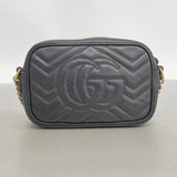 【6fe6706-k】グッチ ショルダーバッグ GGマーモント 448065 レザー ブラック ゴールド金具【中古】レディース