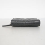 【6fe6718-k】シャネル コインケース マトラッセ キャビアスキン ブラック シルバー金具【中古】レディース