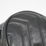 【6fe6720-k】グッチ ウエストバッグ GGマーモント 476434 レザー ブラック ゴールド金具【中古】レディース