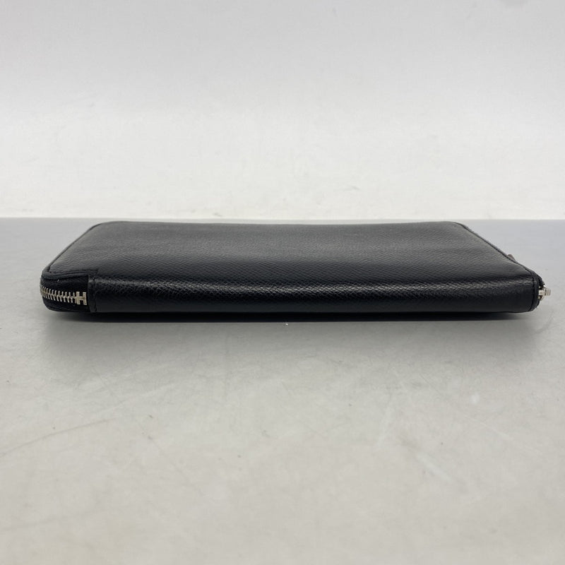 【6fe6727】エルメス 長財布 アザップロングシルクイン ヴォーエプソン ブラック シルバー金具 D刻印【中古】メンズ レディース ユニセックス