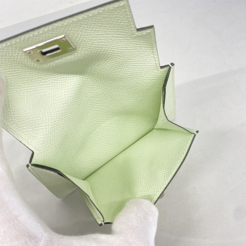 【6fe6729】エルメス コインケース ケリーポケットコンパクト ヴォーエプソン ヴェールフィズ シルバー金具 U刻印【中古】レディース
