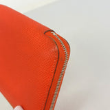 【6fe6730】エルメス コインケース アザップシルクインコンパクト ヴォーエプソン オレンジフィールド シルバー金具 W刻印【中古】レディース