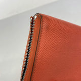 【6fe6730】エルメス コインケース アザップシルクインコンパクト ヴォーエプソン オレンジフィールド シルバー金具 W刻印【中古】レディース