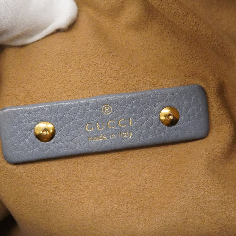 【6fe6753-k】グッチ ショルダーバッグ ソフトビット 837466 レザー ブルー ゴールド金具【中古】レディース