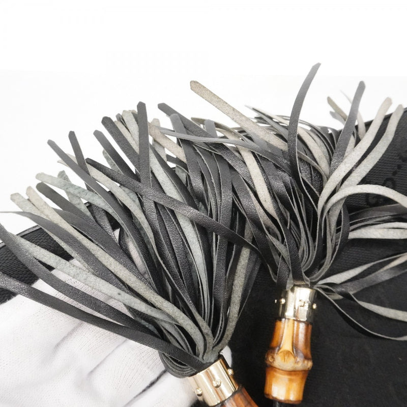 【6fe6754-k】グッチ トートバッグ GGキャンバス/バンブー 170582 キャンバス ブラック シャンパンゴールド金具【中古】レディース