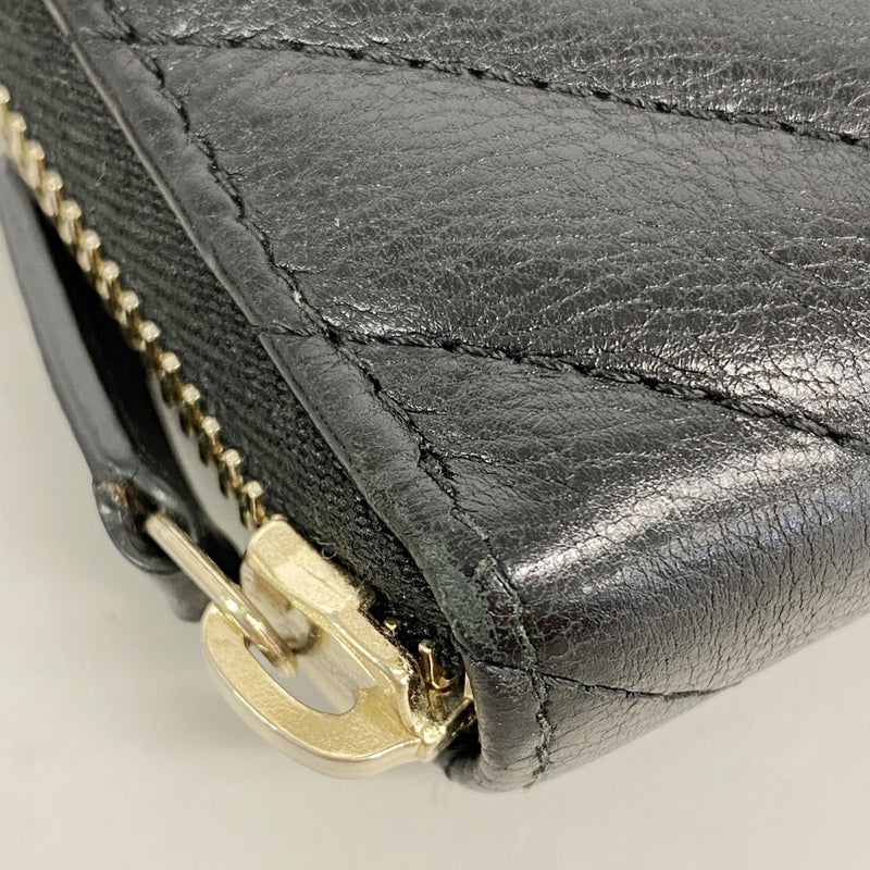 【6fe6758-k】シャネル 長財布 シェブロン レザー ブラック ゴールド金具【中古】レディース