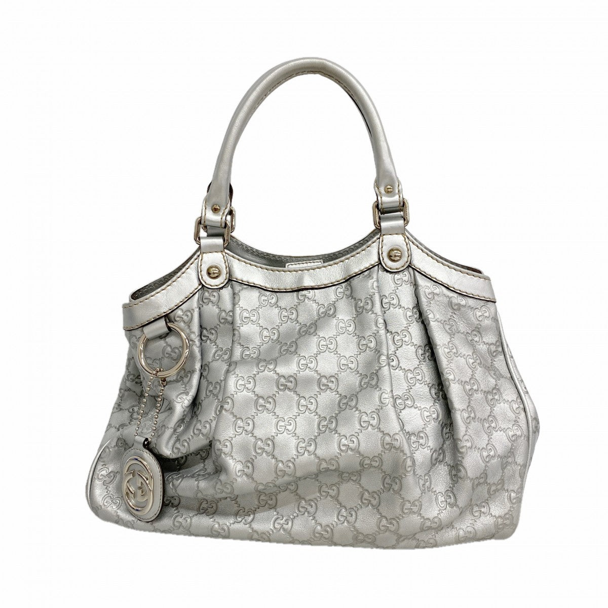 【6fe6765】グッチ トートバッグ グッチシマ スーキー 211944 レザー シルバー シルバー金具【中古】レディース